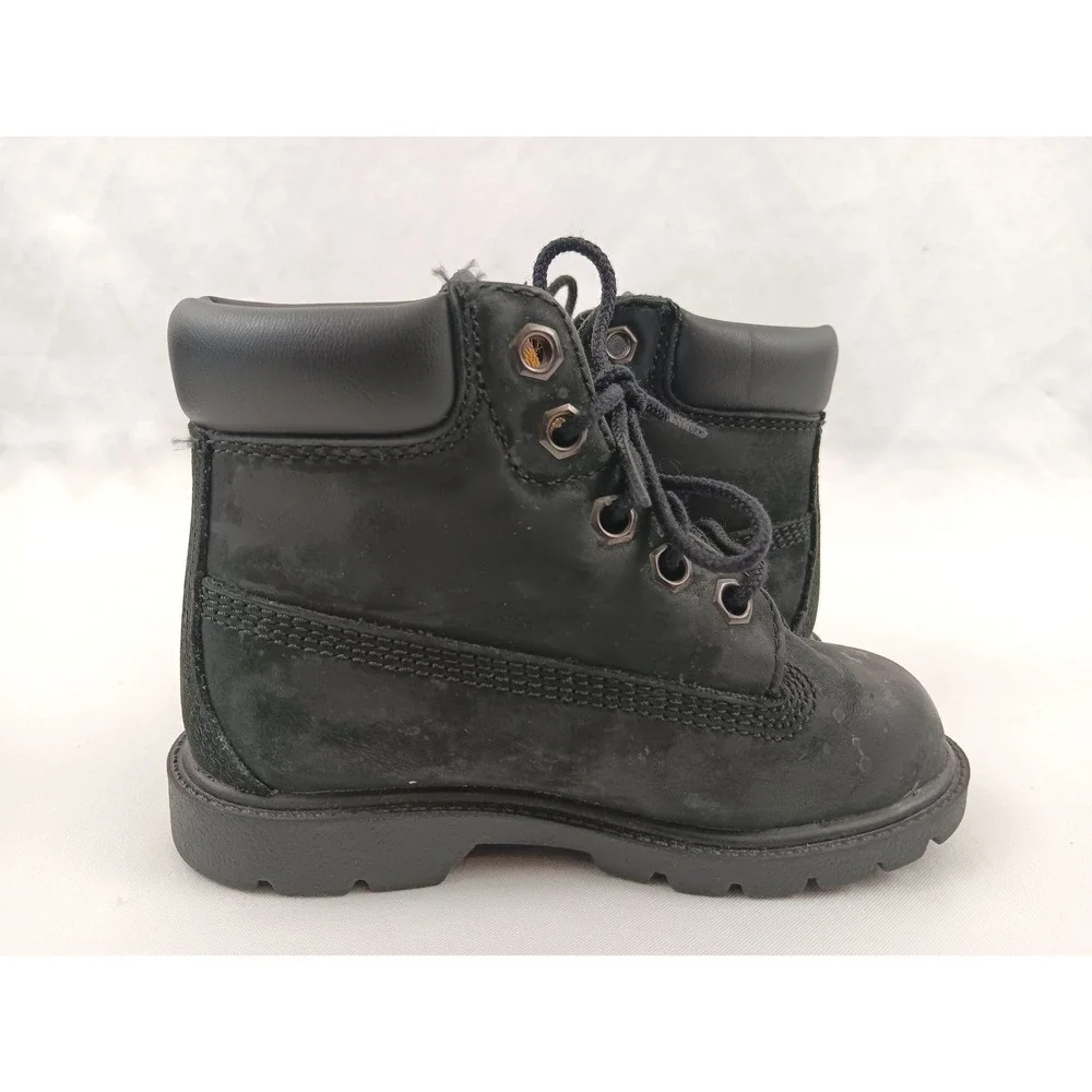 Kids Black Timberland Lace Up Ankle‎ Boots Size 8